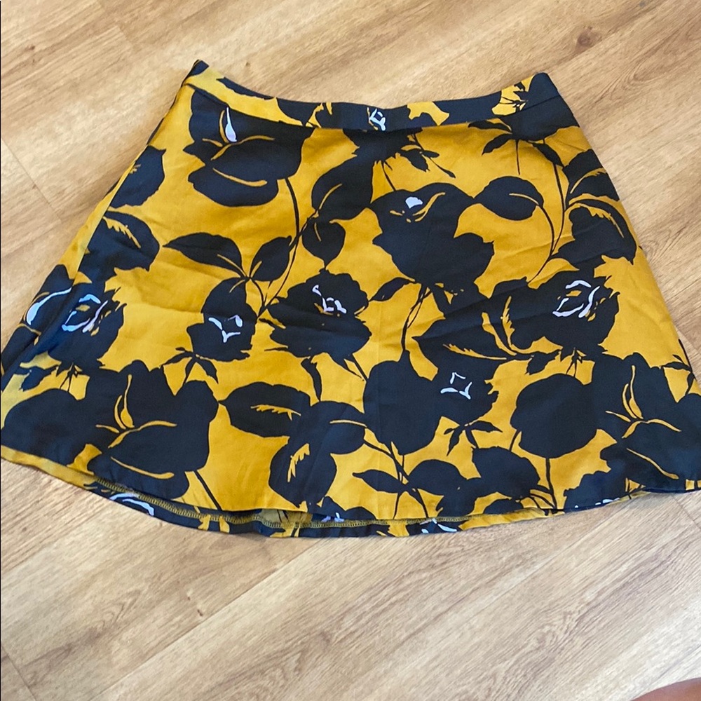 Floral Aline Skirt‎ in Mustard and Black